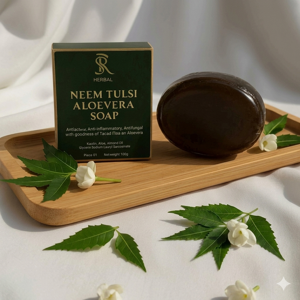 Neem Tulsi Aloe Vera Soap – Handmade Herbal Bath Soap