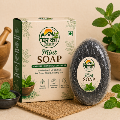 Natural Mint Soap – Handmade Herbal Soap with Mint Extract | Ghar Ka Product