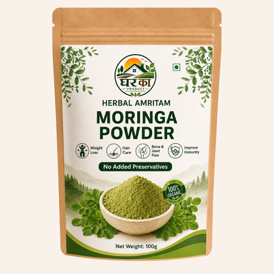 Organic Moringa Powder (100g) – Pure Natural Moringa Leaf Powder | Ghar Ka Product